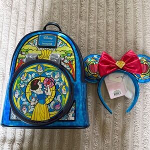 Loungefly Disney Snow White Stained Glass Mini Backpack and Ears Set WDBK3652